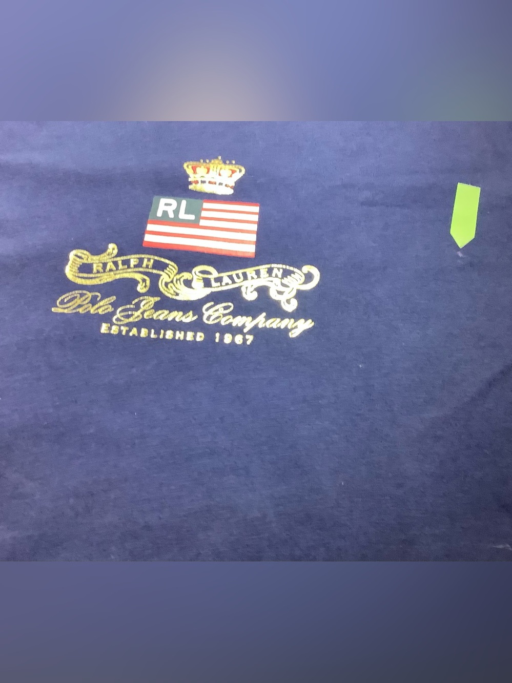 Ralph Lauren Navy Short Sleeve Tee with Gold Crest & RL Flag